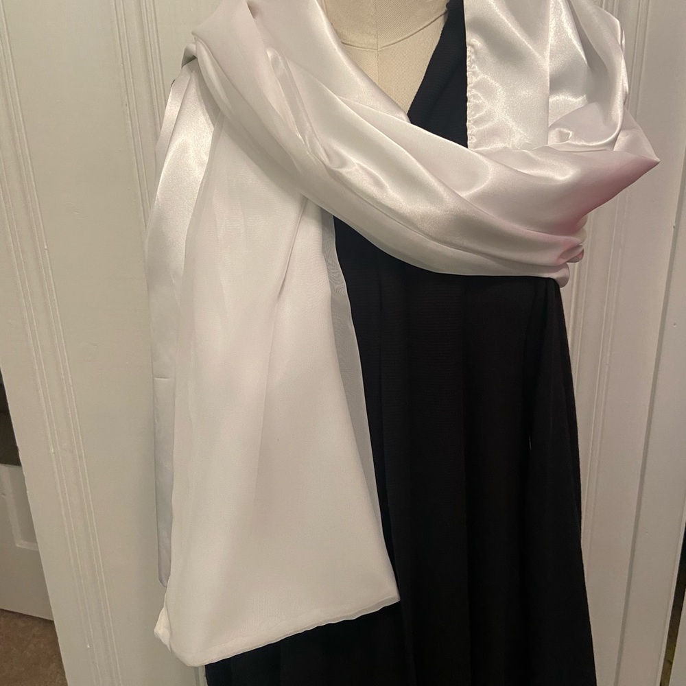Elegant White Satin Scarf